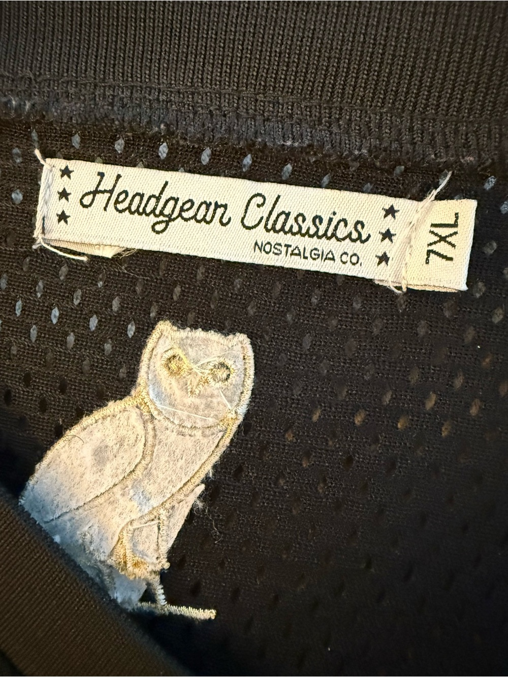 Nostalgia Black Mesh Jersey with White Owl Patch - Picture 3 of 5